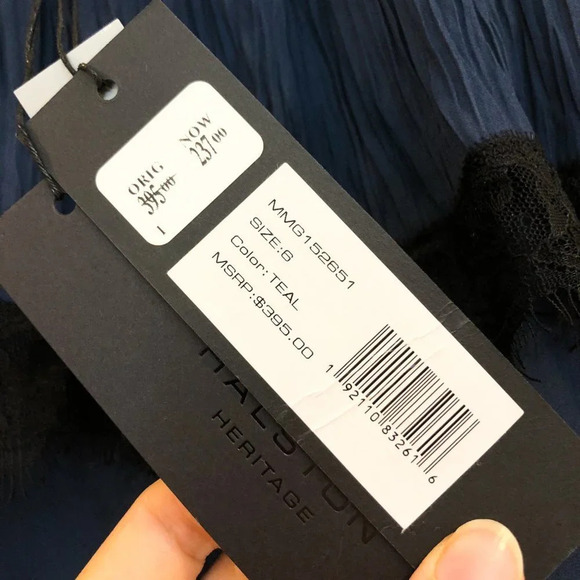 Halston Heritage Evening Collection Navy Lace Ruffle Cocktail Party Dress 6 NWT - Picture 7 of 11